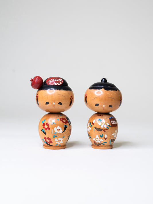 Pair of Vintage Bobblehead Kokeshi Dolls - Japan, 1960s
