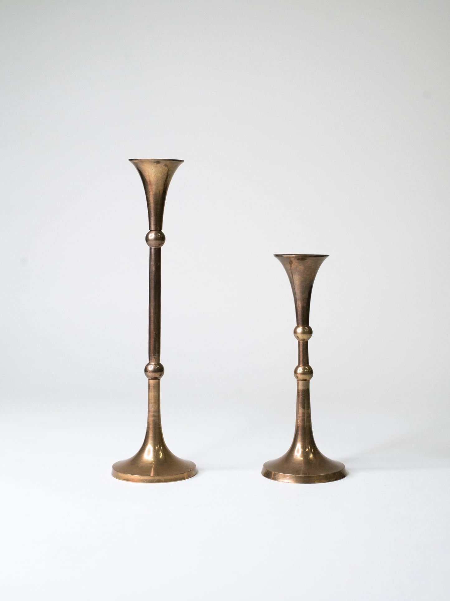 Pair of Mid-Century Brass Candle Holders