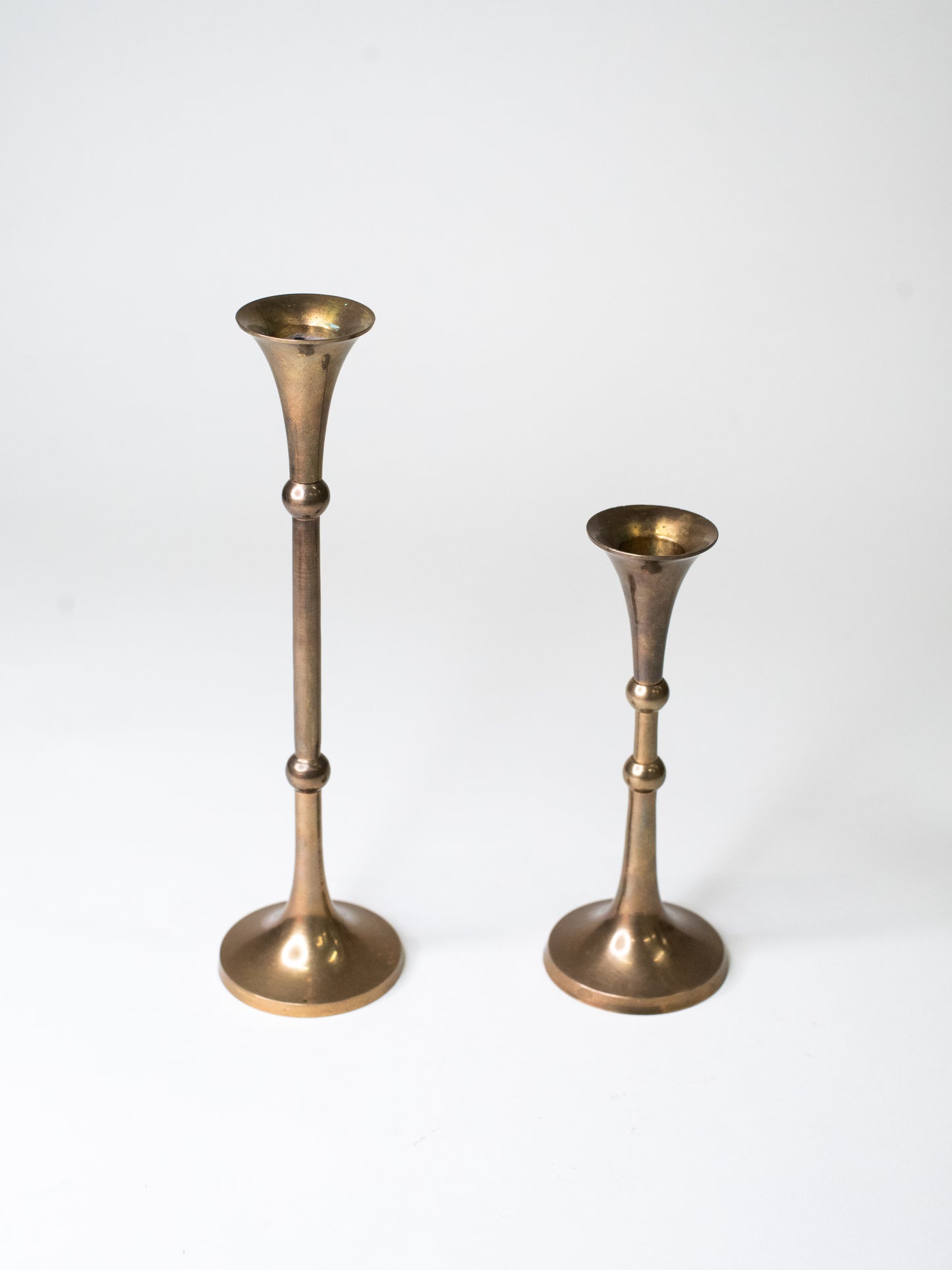 Pair of Mid-Century Brass Candle Holders
