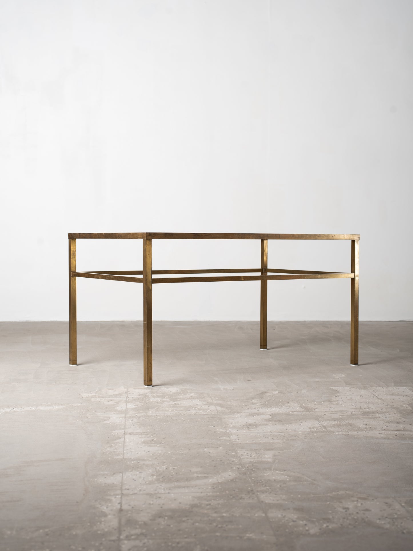 Vintage Brass & Glass Coffee Table - 1970s European Modernism