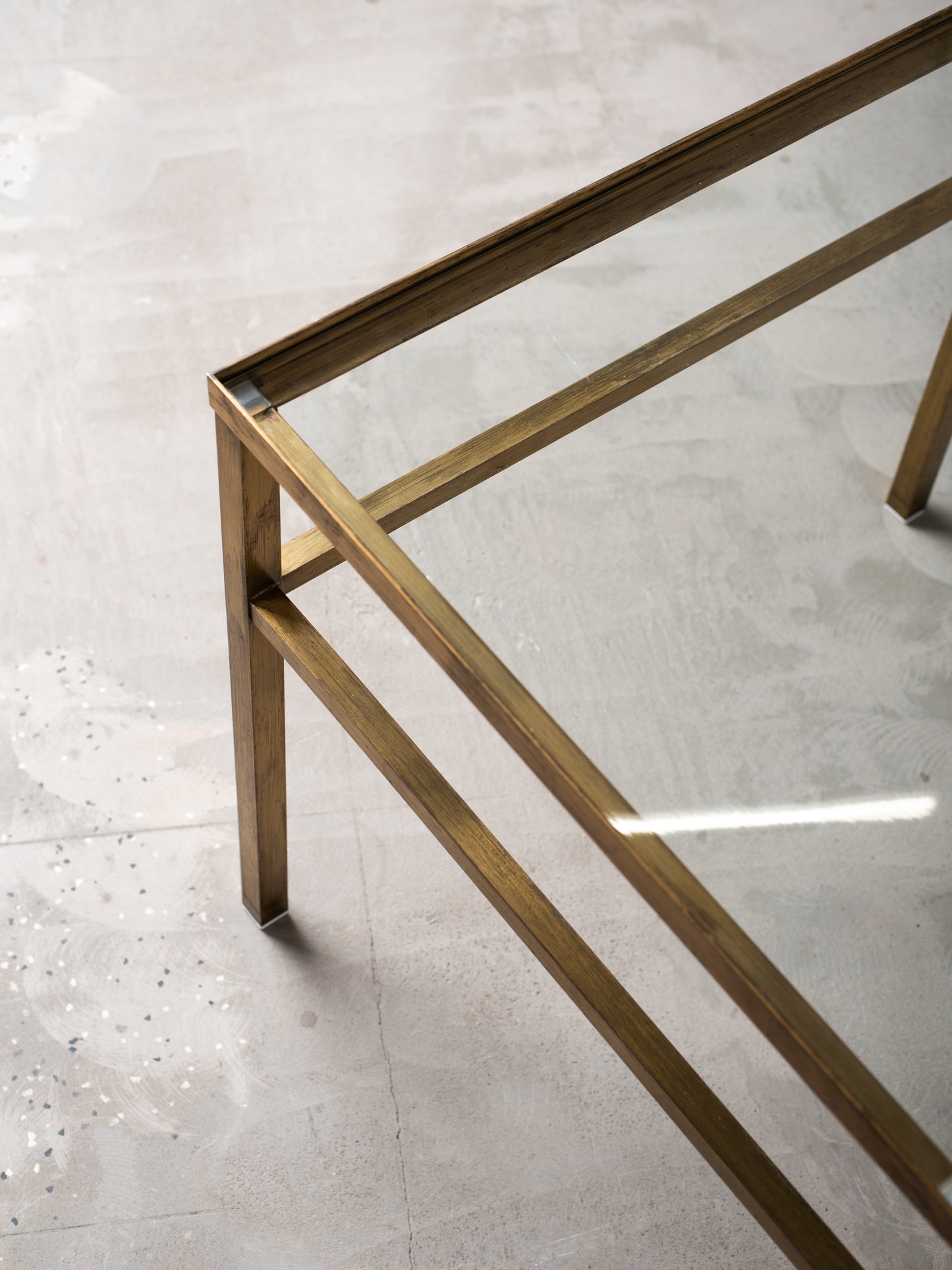 Vintage Brass & Glass Coffee Table - 1970s European Modernism