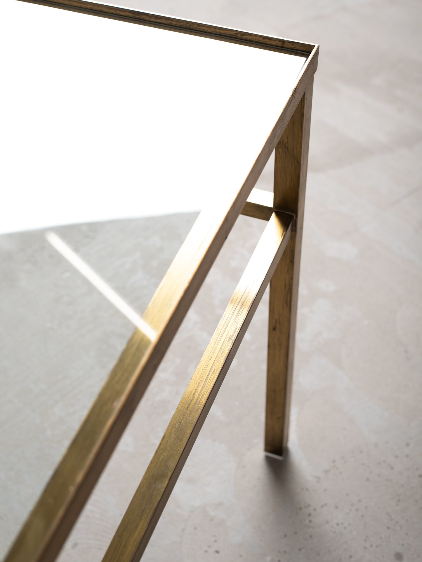 Vintage Brass & Glass Coffee Table - 1970s European Modernism