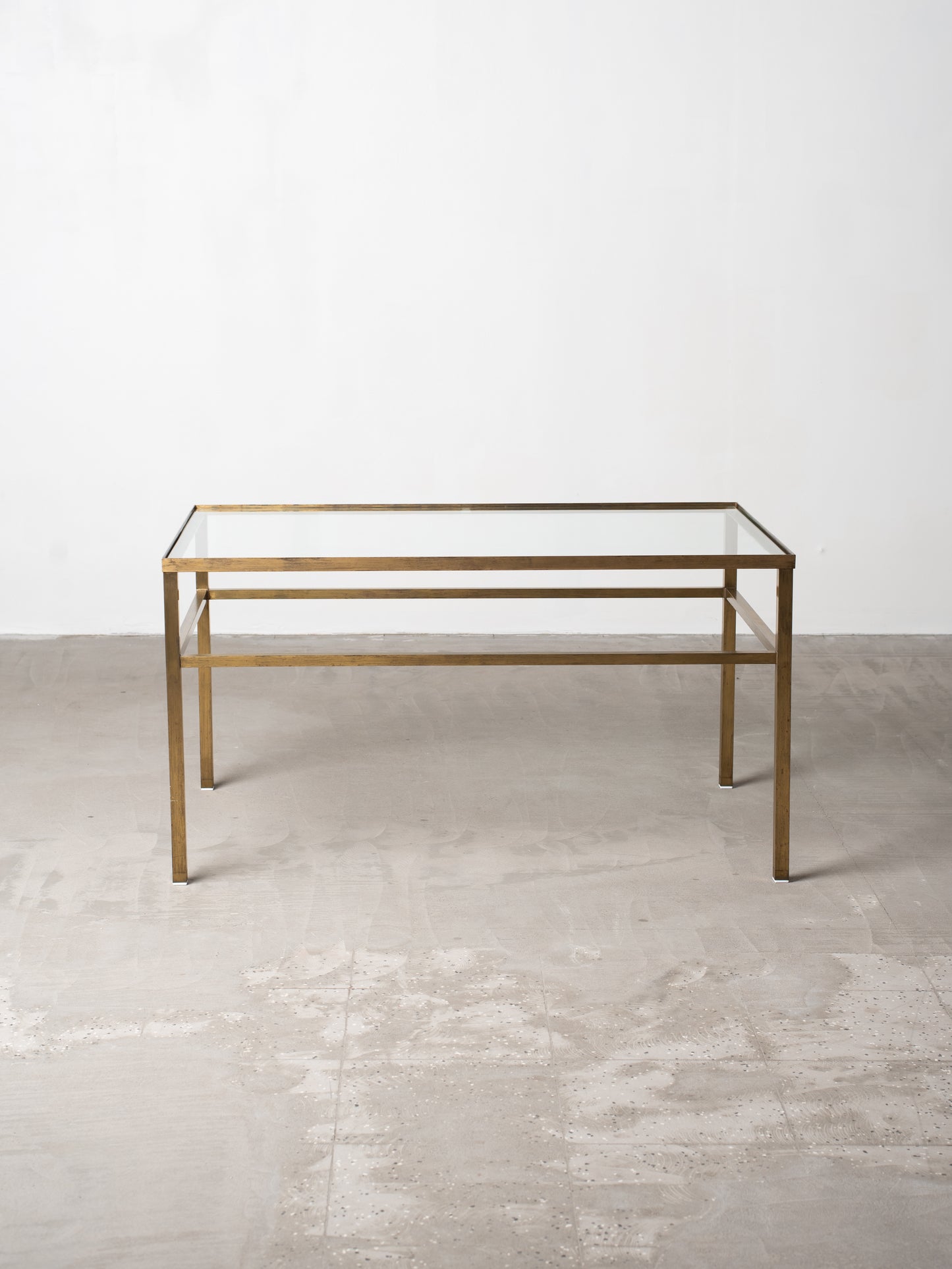 Vintage Brass & Glass Coffee Table - 1970s European Modernism