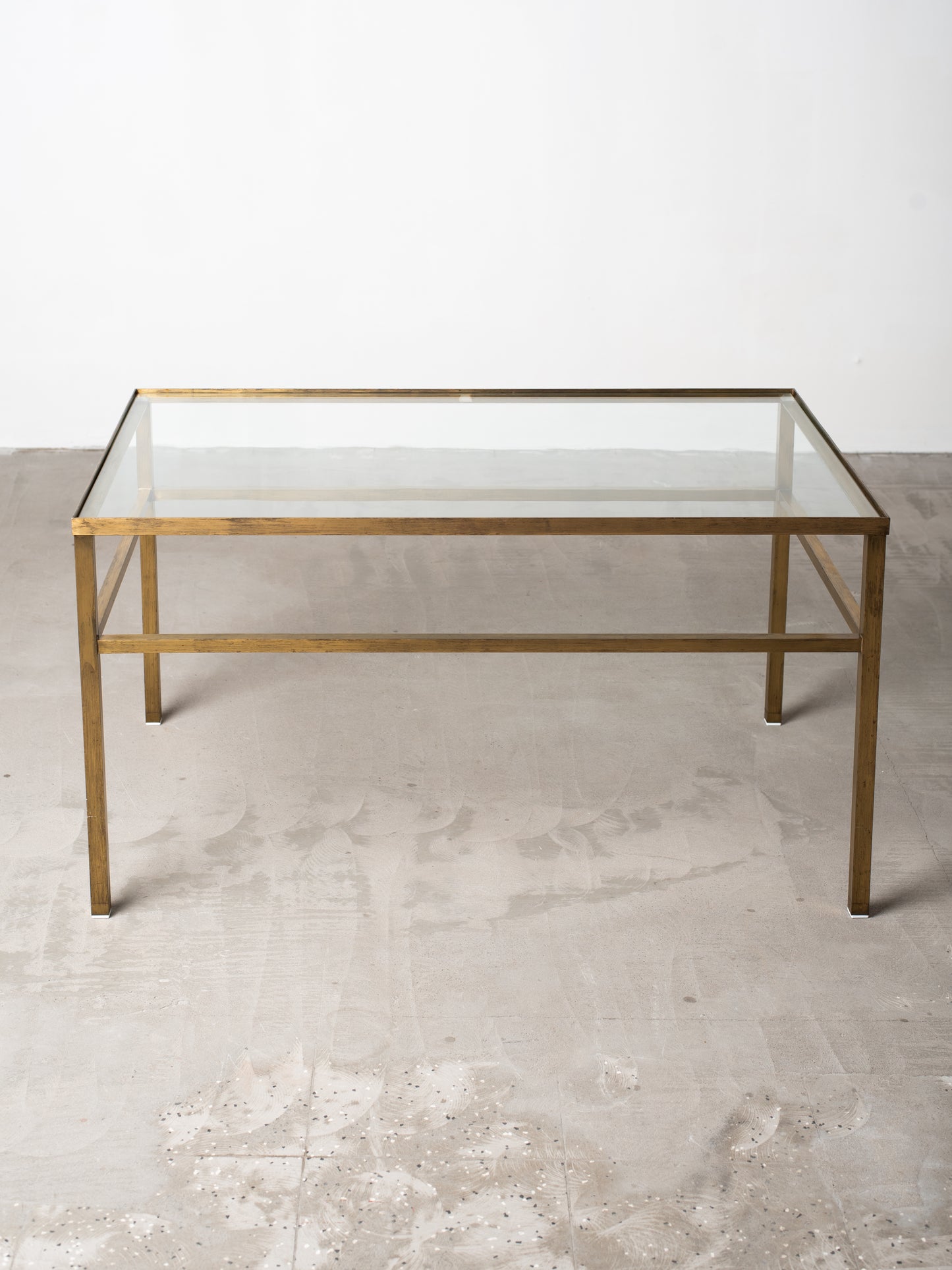 Vintage Brass & Glass Coffee Table - 1970s European Modernism