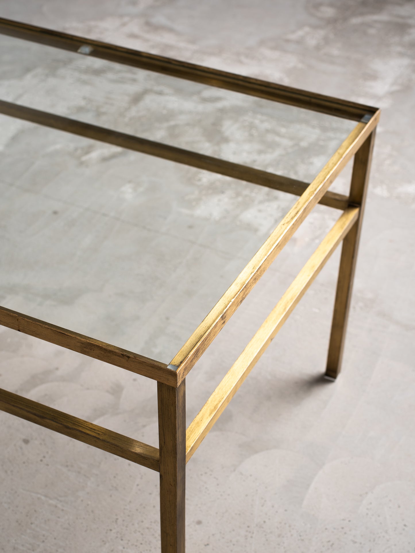 Vintage Brass & Glass Coffee Table - 1970s European Modernism