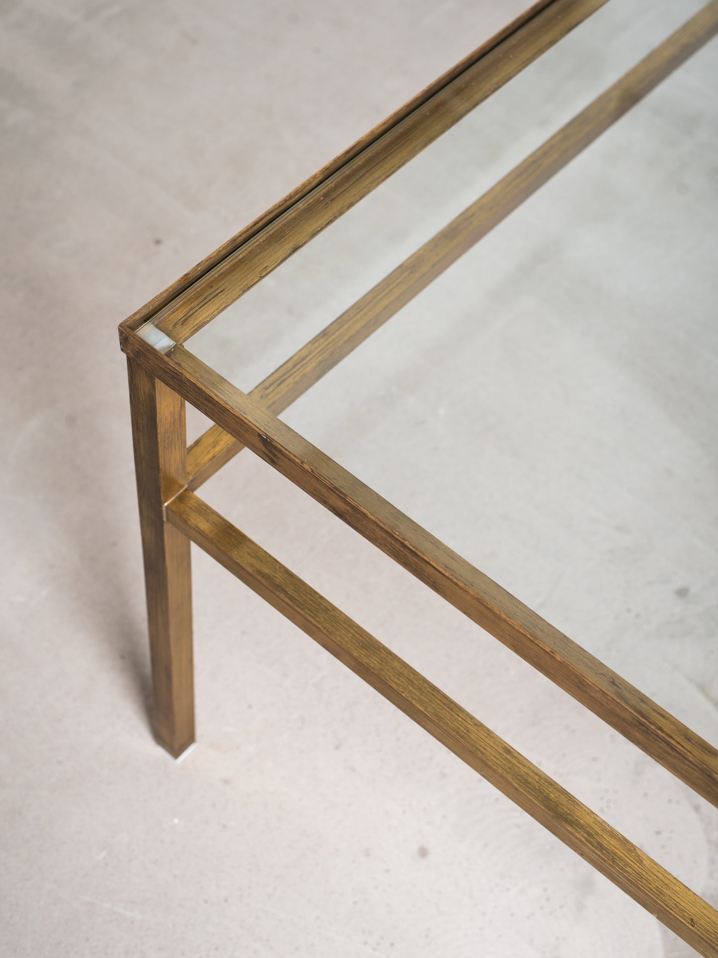 Vintage Brass & Glass Coffee Table - 1970s European Modernism