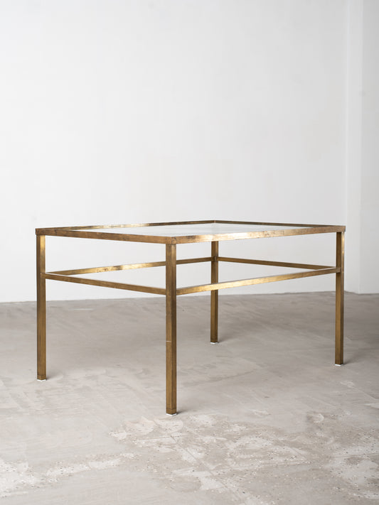 Vintage Brass & Glass Coffee Table - 1970s European Modernism