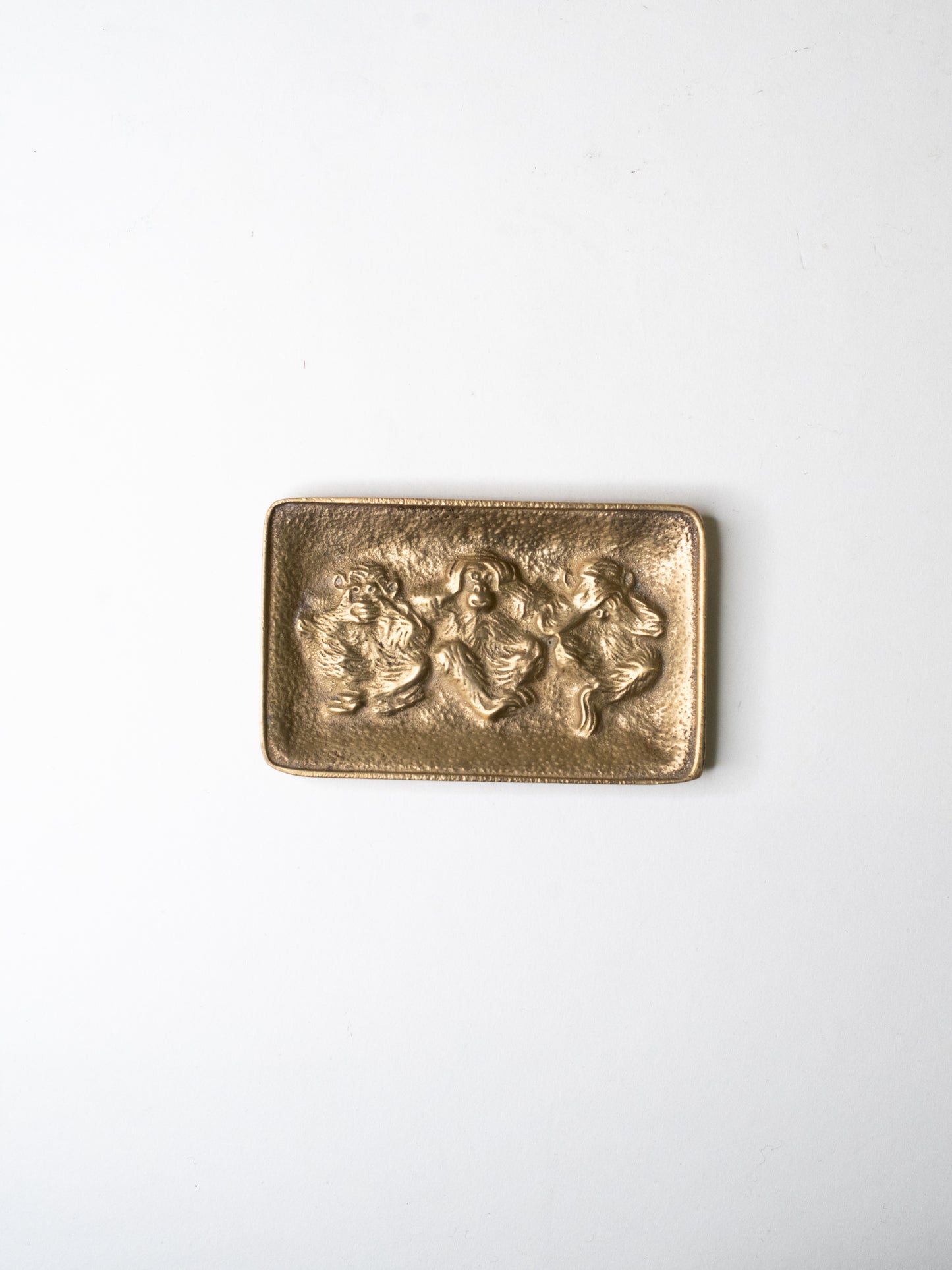 Vintage Brass 'Three Wise Monkeys' Dish by Peerage - England, Mid-Century