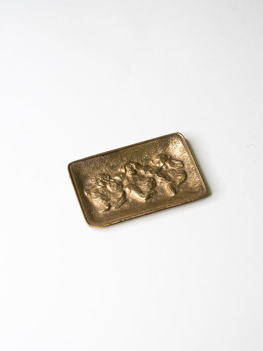 Vintage Brass 'Three Wise Monkeys' Dish by Peerage - England, Mid-Century