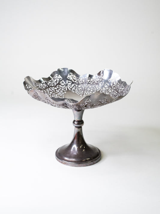 Vintage Silver-Plated Pedestal Bowl – England, Early 20th Century