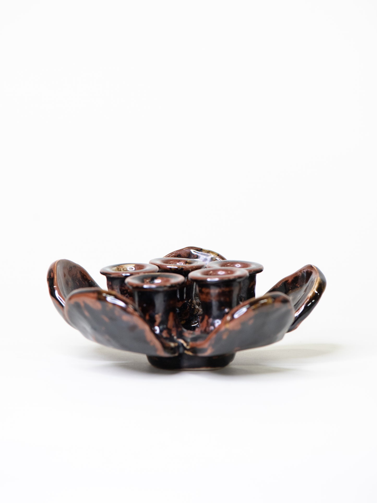 Pentik ‘Kaamoskukka’ Candle Holder in Brown/Moss-Green - Finland, 1970s