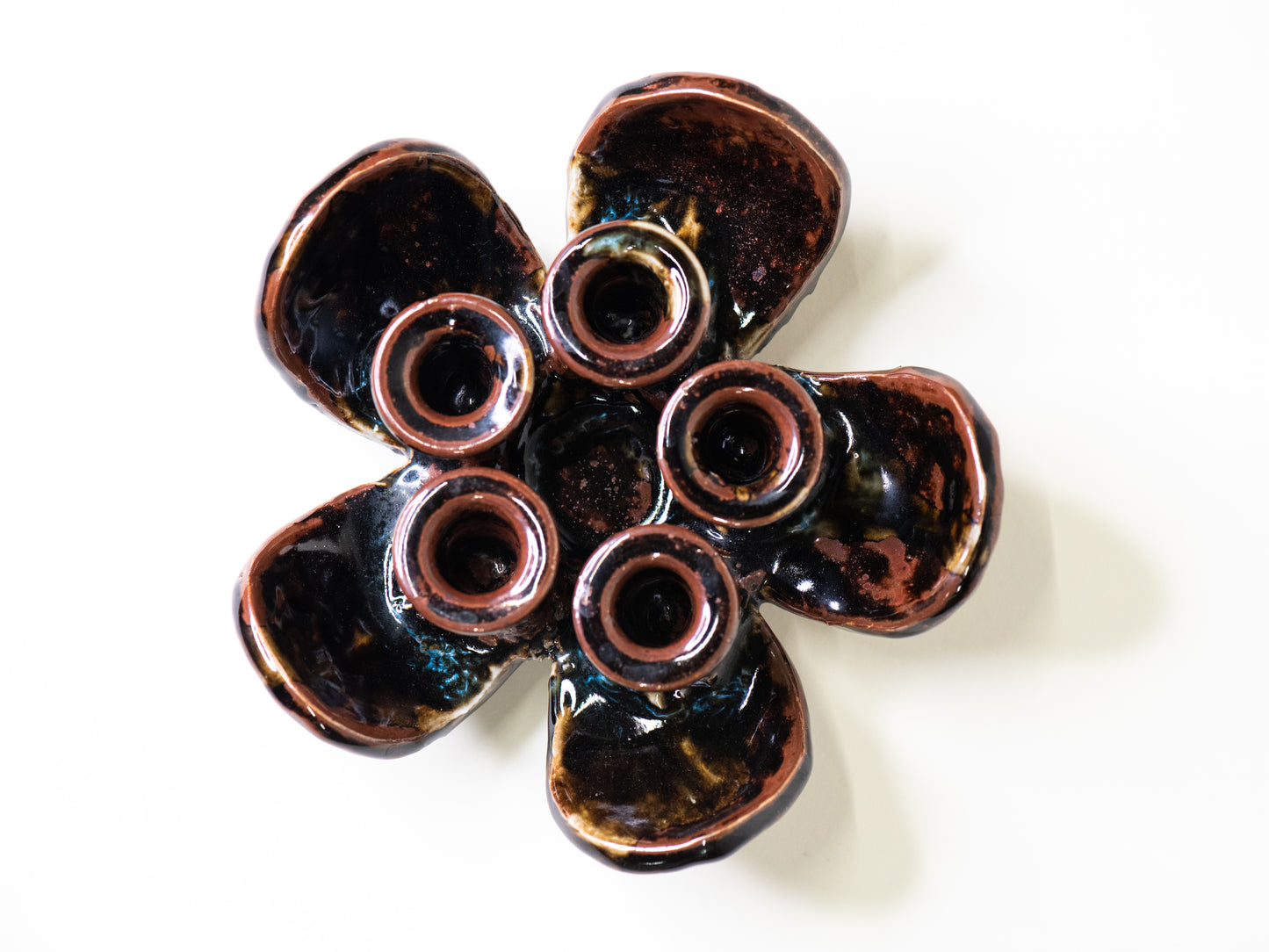 Pentik ‘Kaamoskukka’ Candle Holder in Brown/Moss-Green - Finland, 1970s