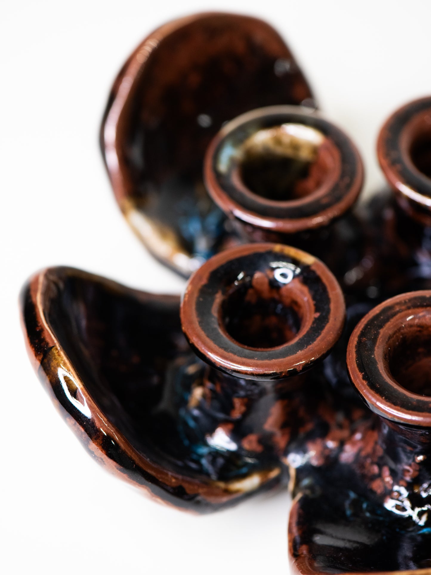 Pentik ‘Kaamoskukka’ Candle Holder in Brown/Moss-Green - Finland, 1970s