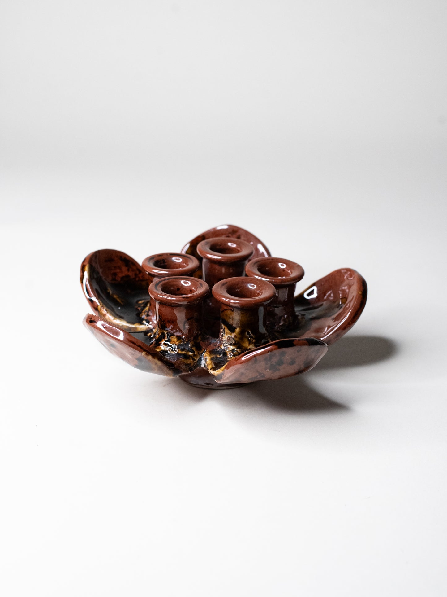 Pentik ‘Kaamoskukka’ Candle Holder in Brown/Ochre - Finland, 1970s