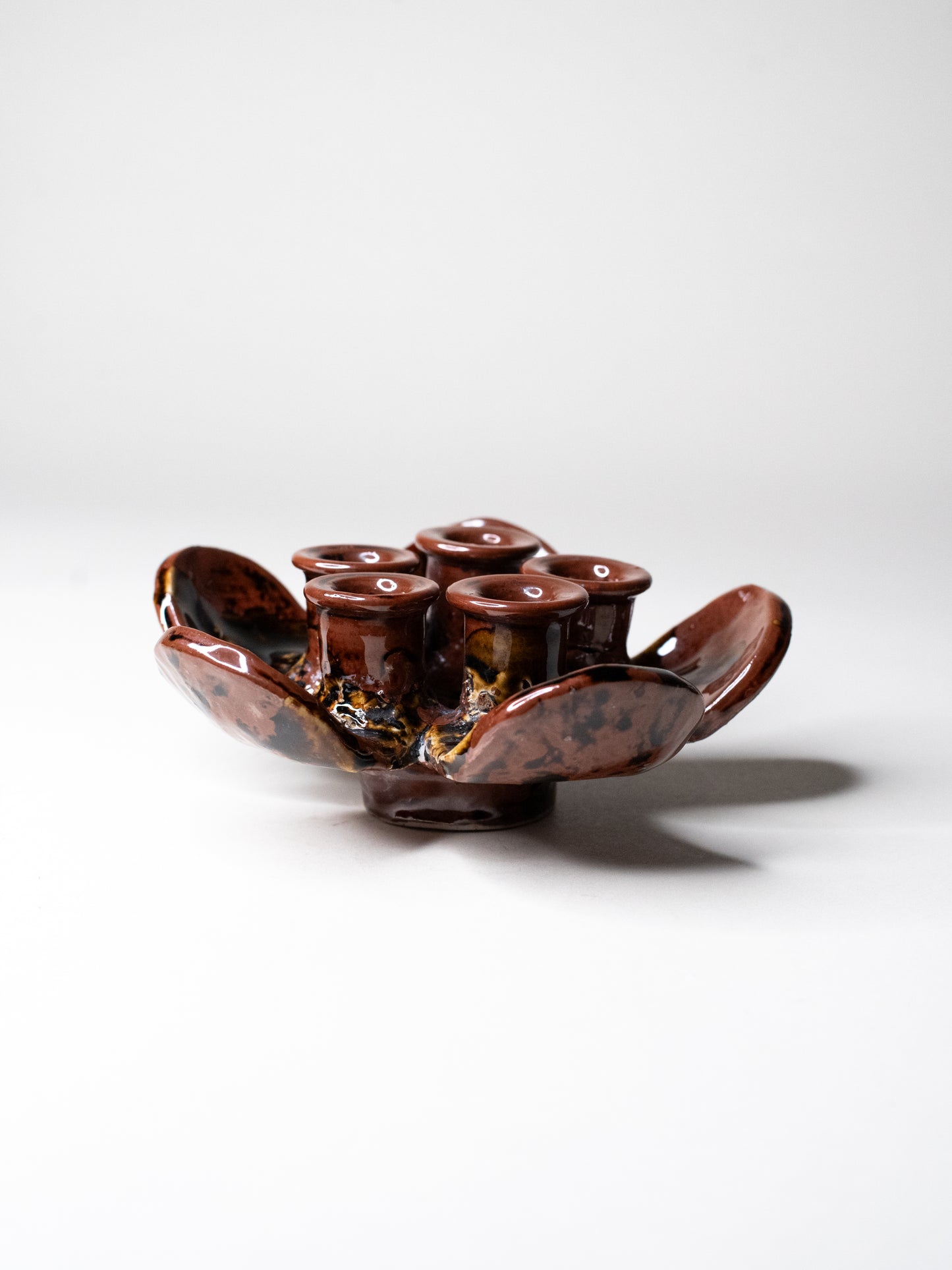 Pentik ‘Kaamoskukka’ Candle Holder in Brown/Ochre - Finland, 1970s