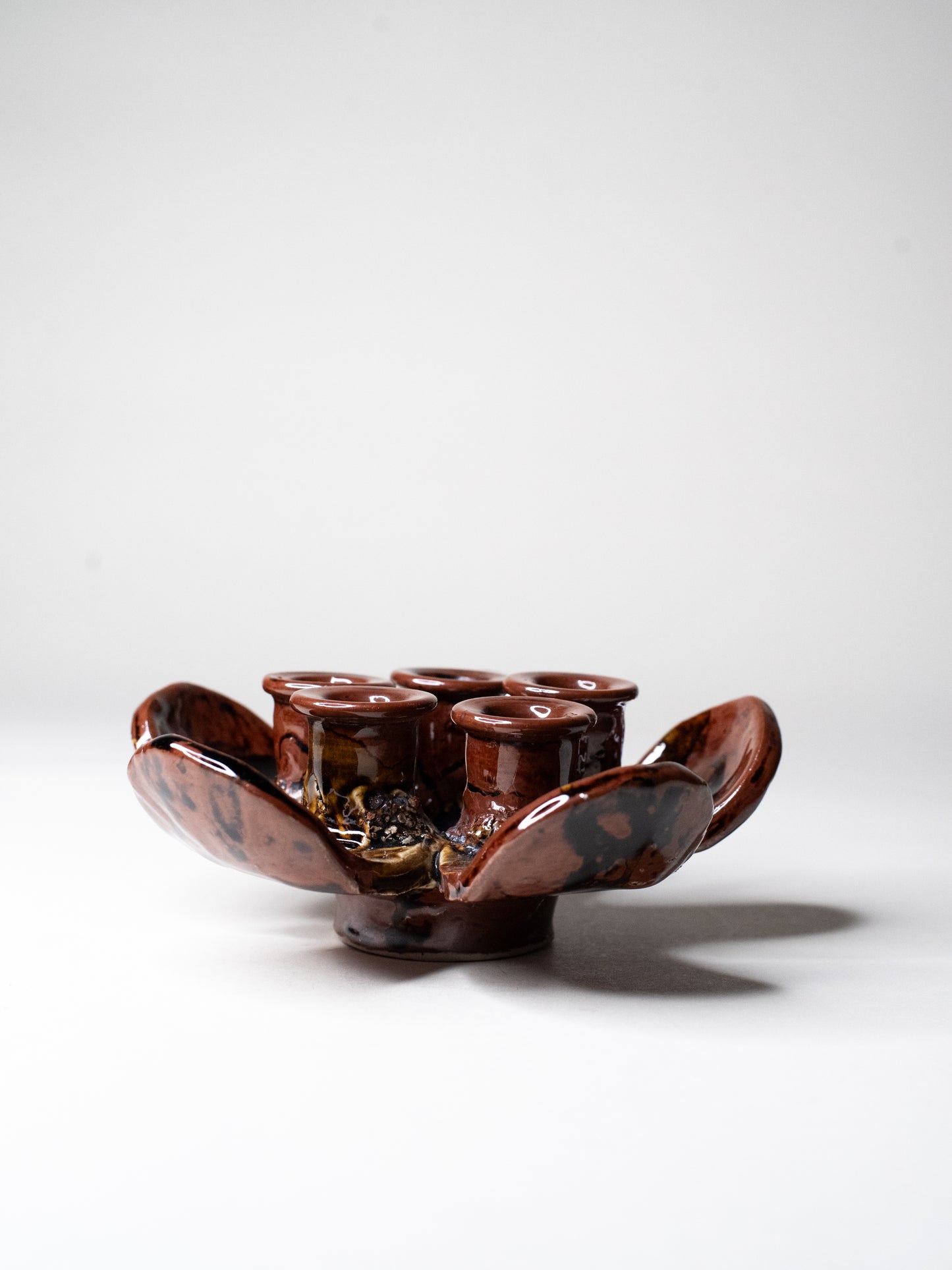 Pentik ‘Kaamoskukka’ Candle Holder in Brown/Ochre - Finland, 1970s
