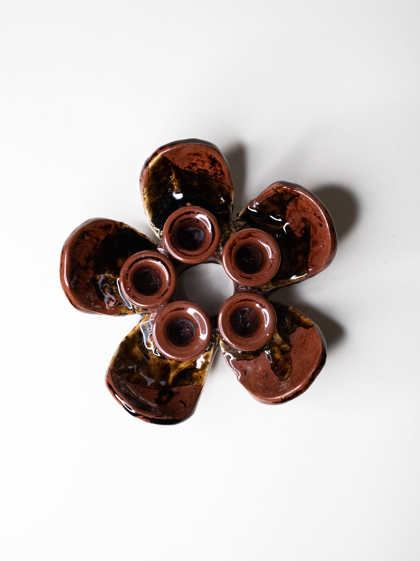 Pentik ‘Kaamoskukka’ Candle Holder in Brown/Ochre - Finland, 1970s