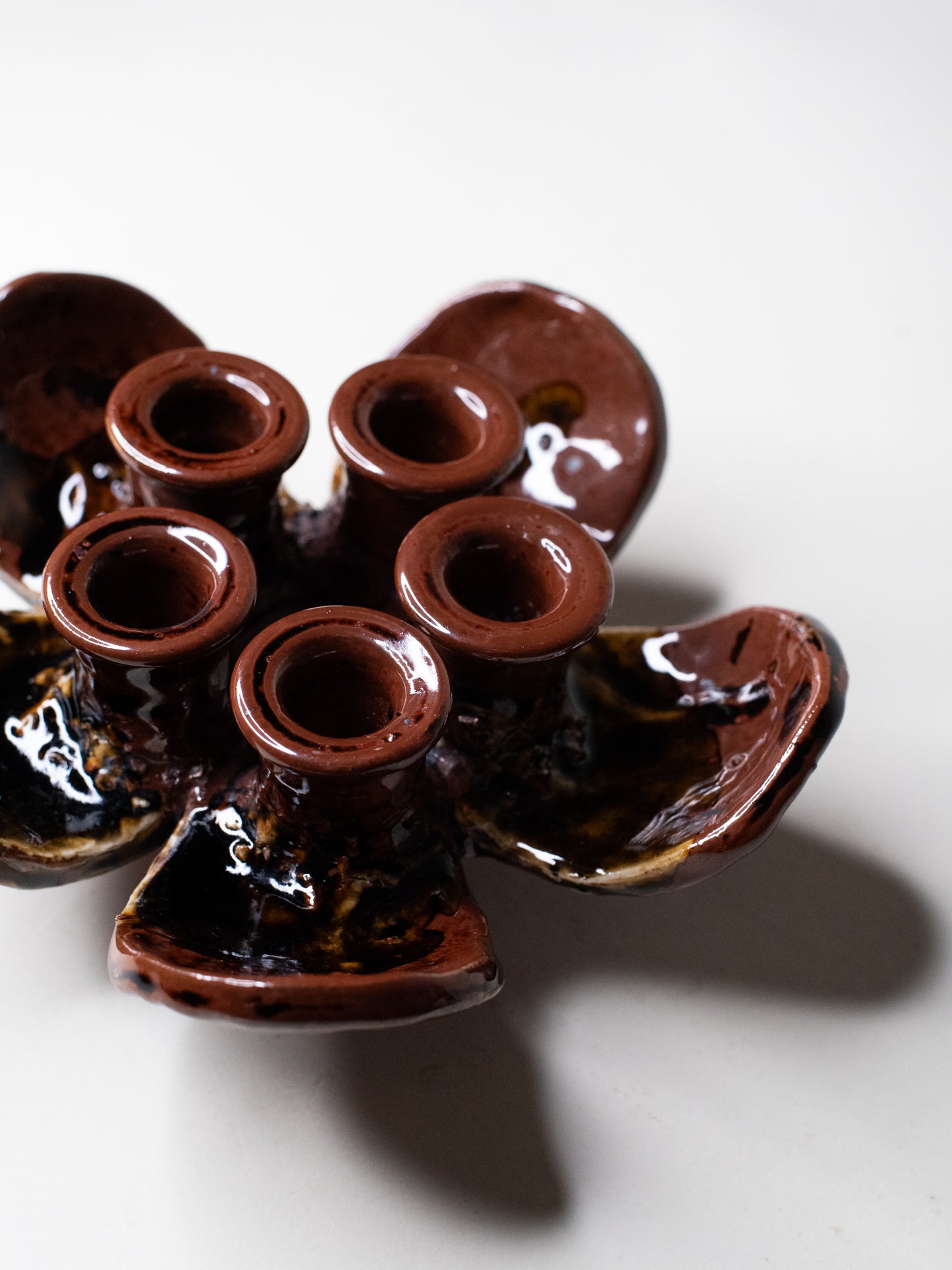Pentik ‘Kaamoskukka’ Candle Holder in Brown/Ochre - Finland, 1970s