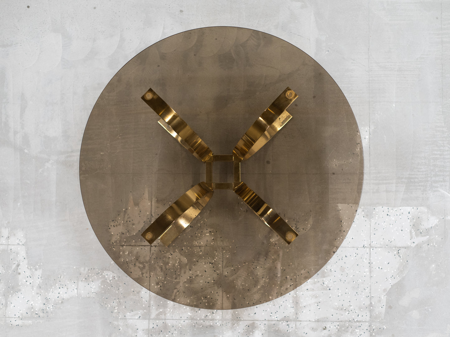 Vintage Brass-Plated Coffee Table with Smoked Glass Top
