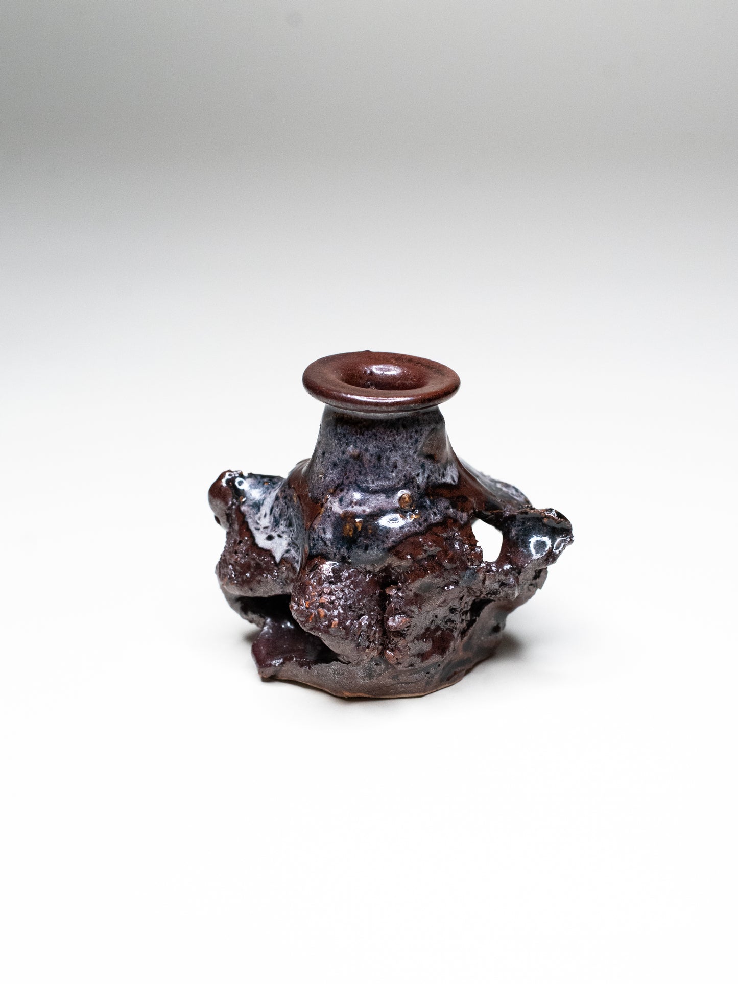 Pentik ‘Kaamoskivi’ Candle Holder in Brown and Lilac - Finland, 1970s