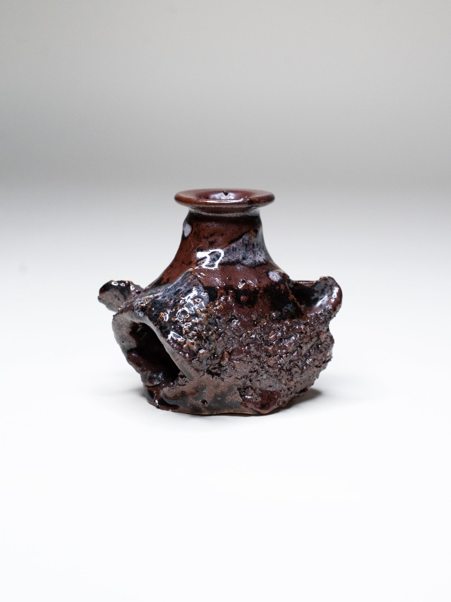 Pentik ‘Kaamoskivi’ Candle Holder in Brown and Lilac - Finland, 1970s