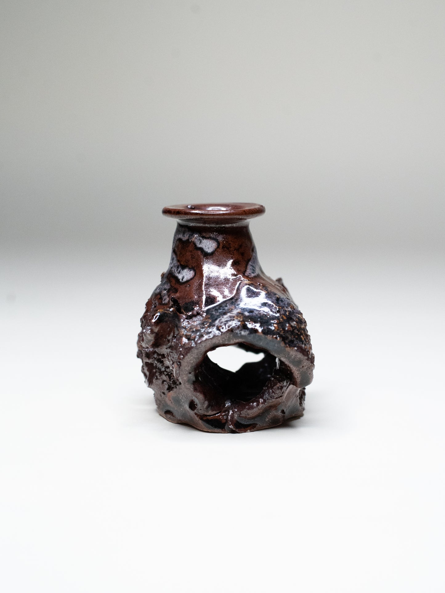 Pentik ‘Kaamoskivi’ Candle Holder in Brown and Lilac - Finland, 1970s