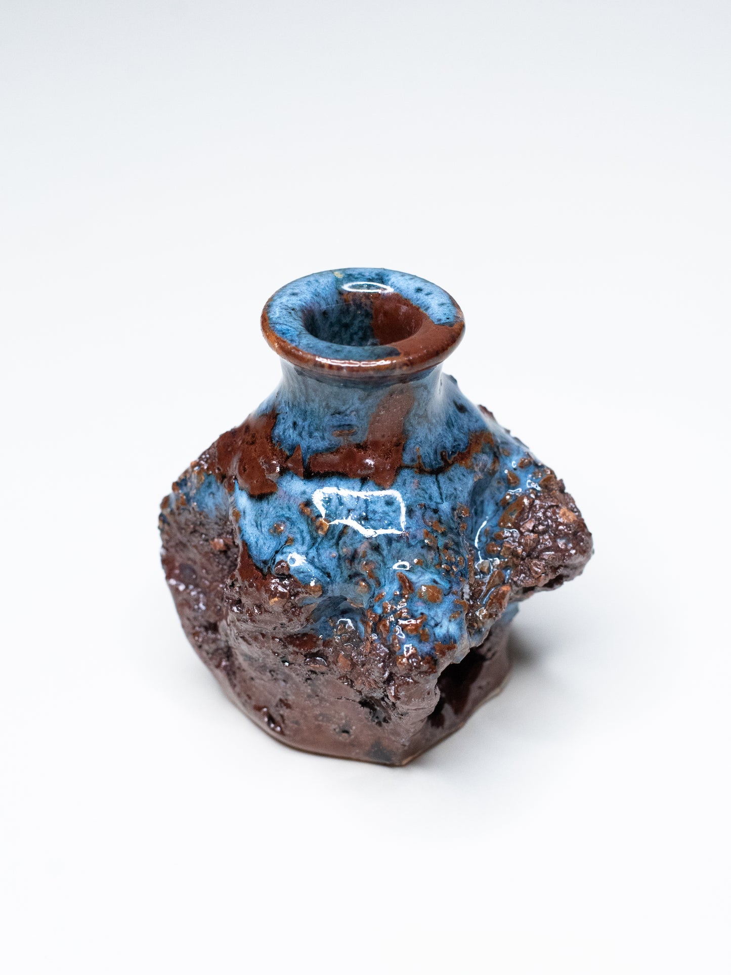 Pentik ‘Kaamoskivi’ Candle Holder in Vivid Brown and Blue - Finland, 1970s