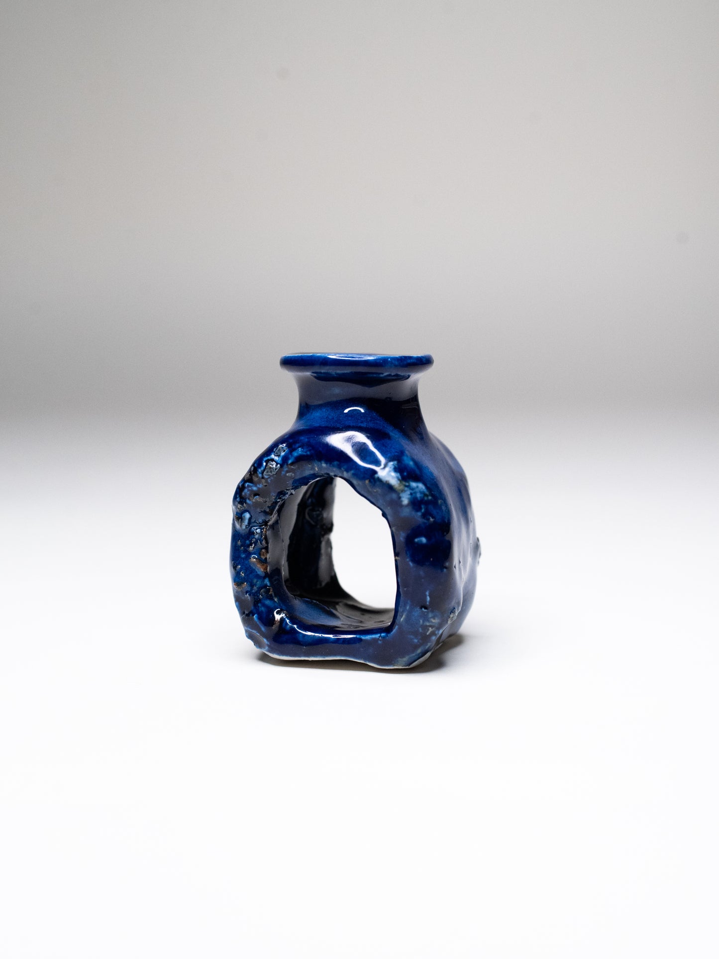 Pentik ‘Kaamoskivi’ Candle Holder in Inky Blue - Finland 1970s