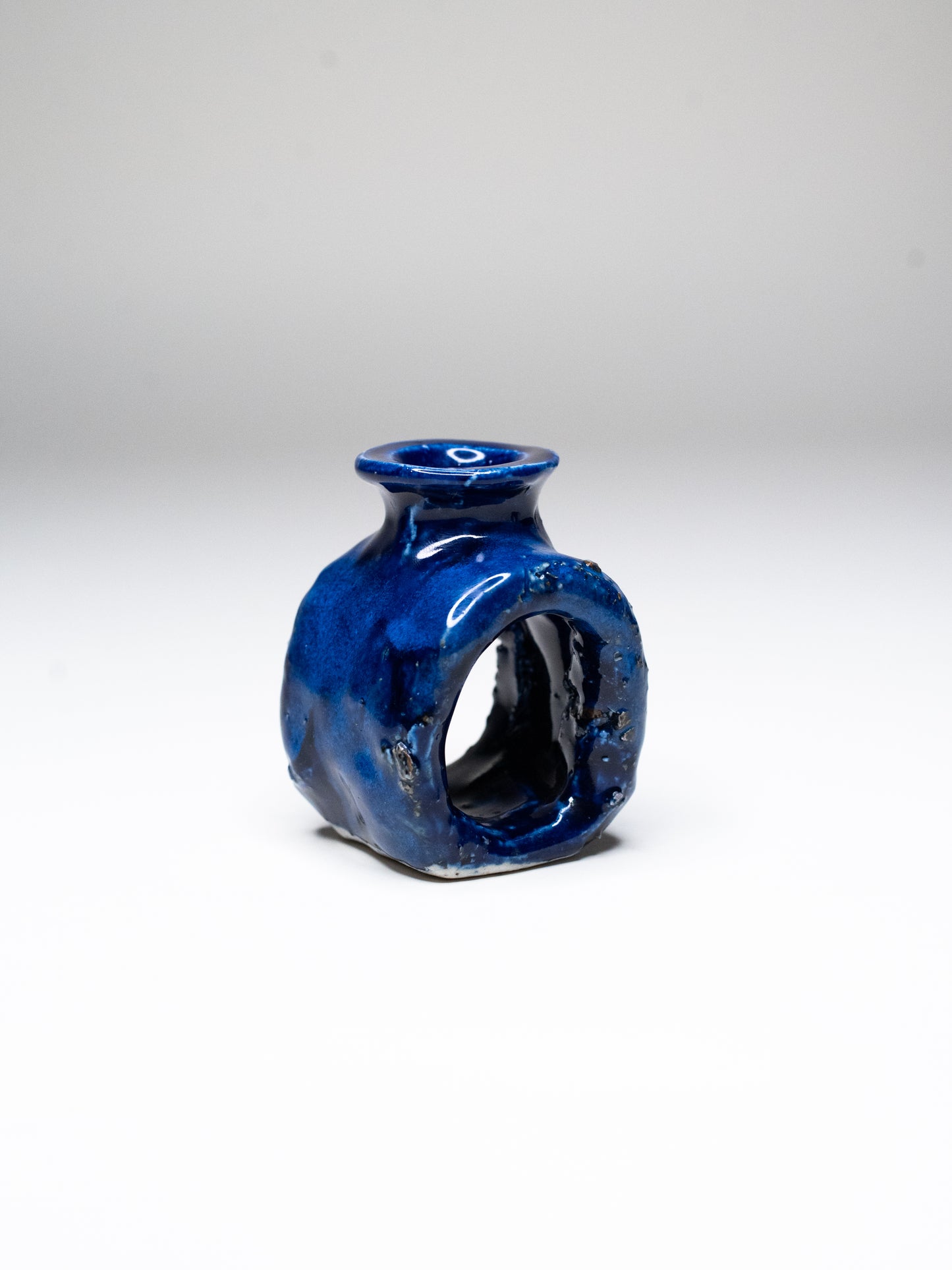 Pentik ‘Kaamoskivi’ Candle Holder in Inky Blue - Finland 1970s