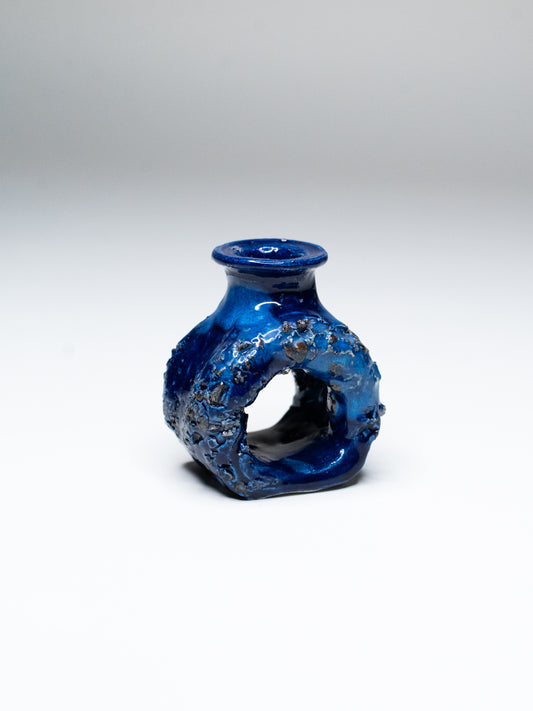 Pentik ‘Kaamoskivi’ Candle Holder in Cobalt Blue - Finland 1970s