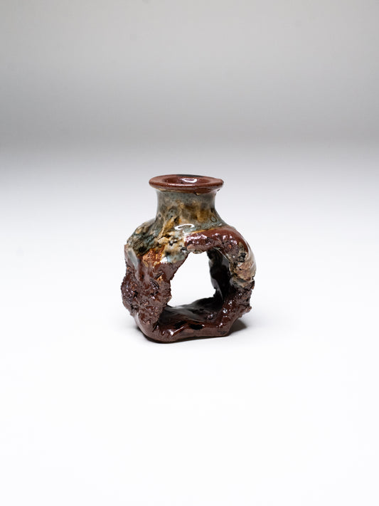 Pentik ‘Kaamoskivi’ Candle Holder in Brown and Blue-Green Tones - Finland, 1970s