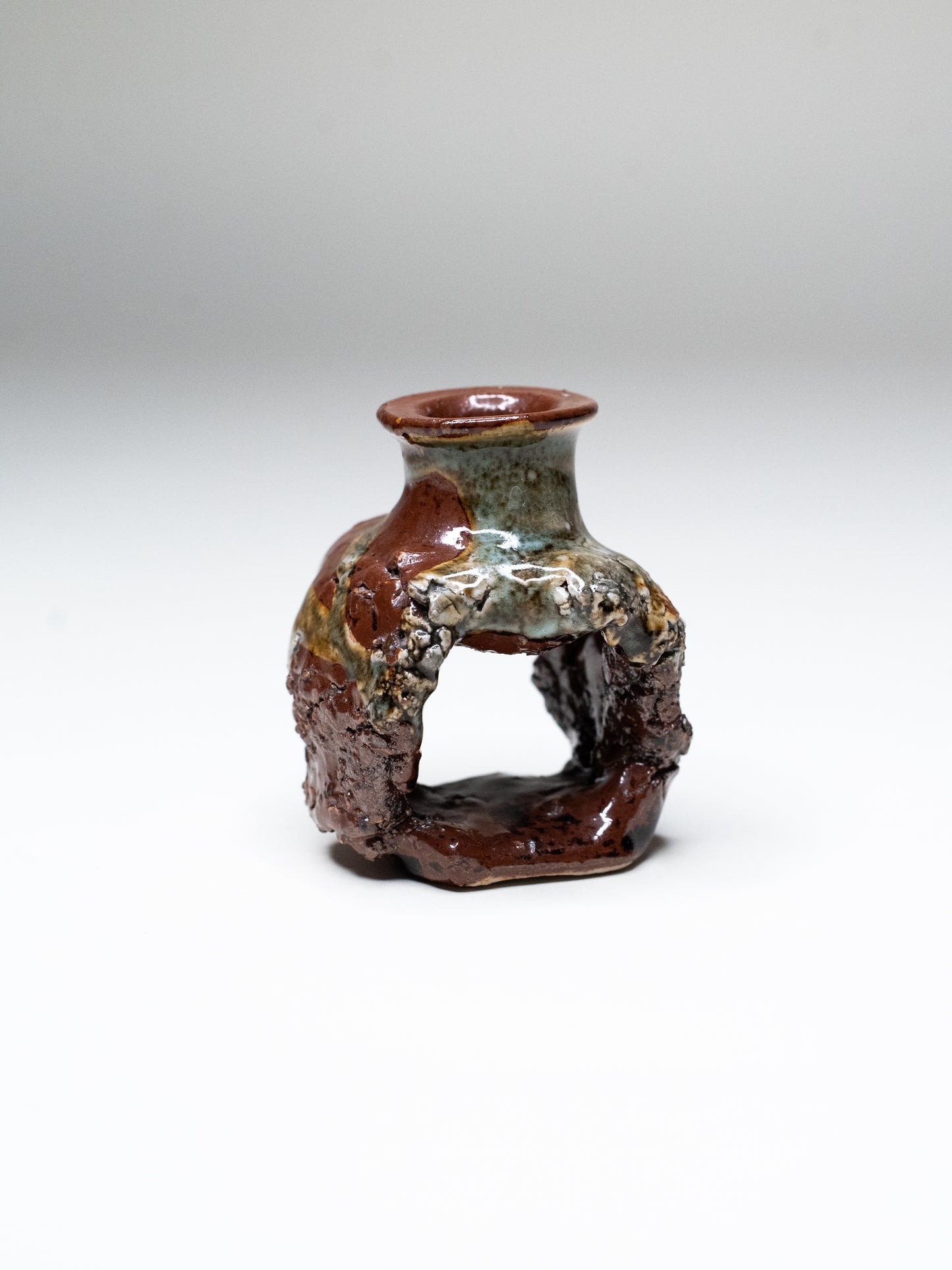 Pentik ‘Kaamoskivi’ Candle Holder in Brown and Blue-Green Tones - Finland, 1970s