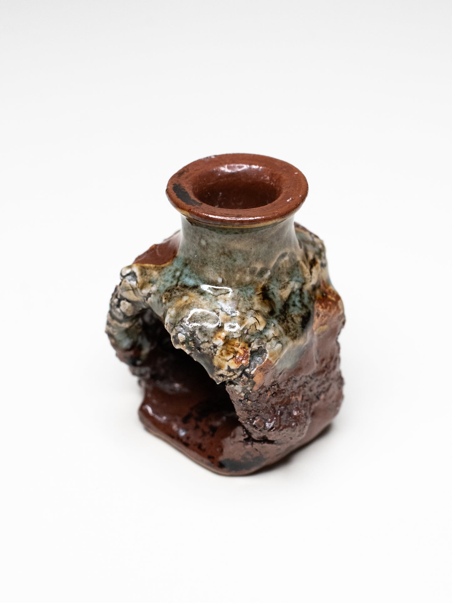 Pentik ‘Kaamoskivi’ Candle Holder in Brown and Blue-Green Tones - Finland, 1970s