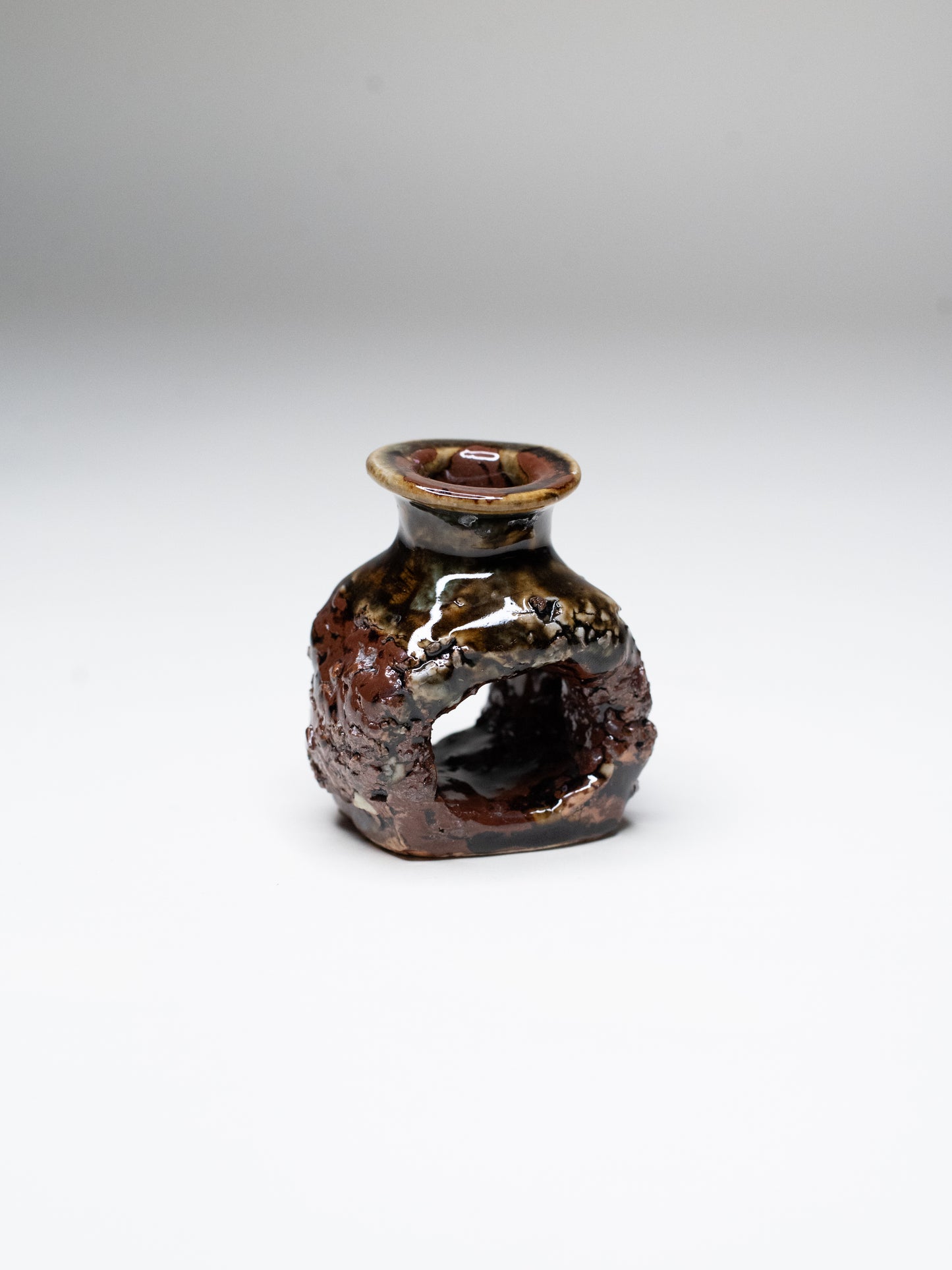 Pentik ‘Kaamoskivi’ Candle Holder in Brown and Green Tones - Finland, 1970s