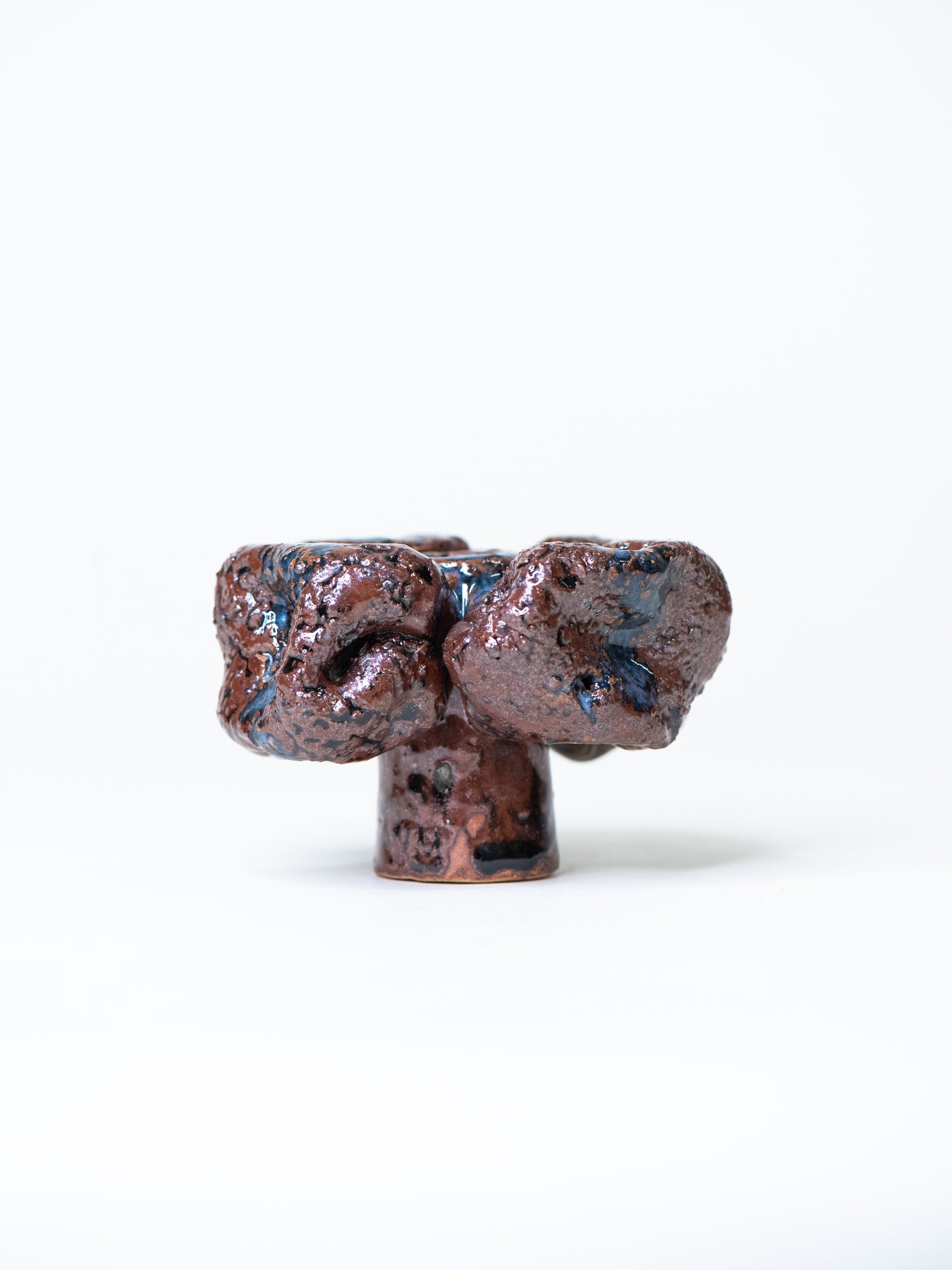 Pentik ‘Kaamoskivi’ Candle Holder in Brown and Blue - Finland, 1970s