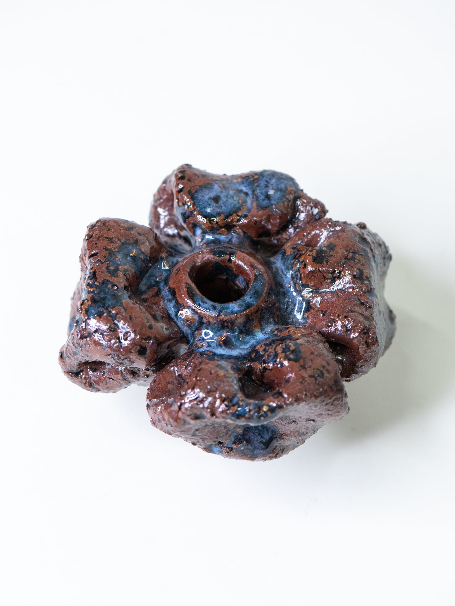 Pentik ‘Kaamoskivi’ Candle Holder in Brown and Blue - Finland, 1970s