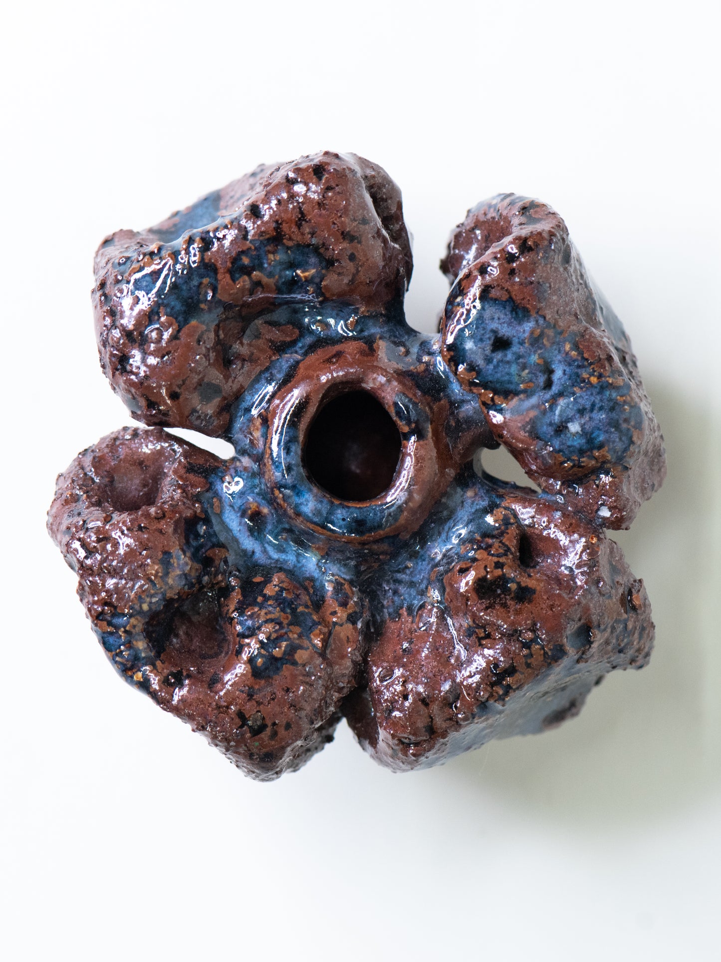 Pentik ‘Kaamoskivi’ Candle Holder in Brown and Blue - Finland, 1970s