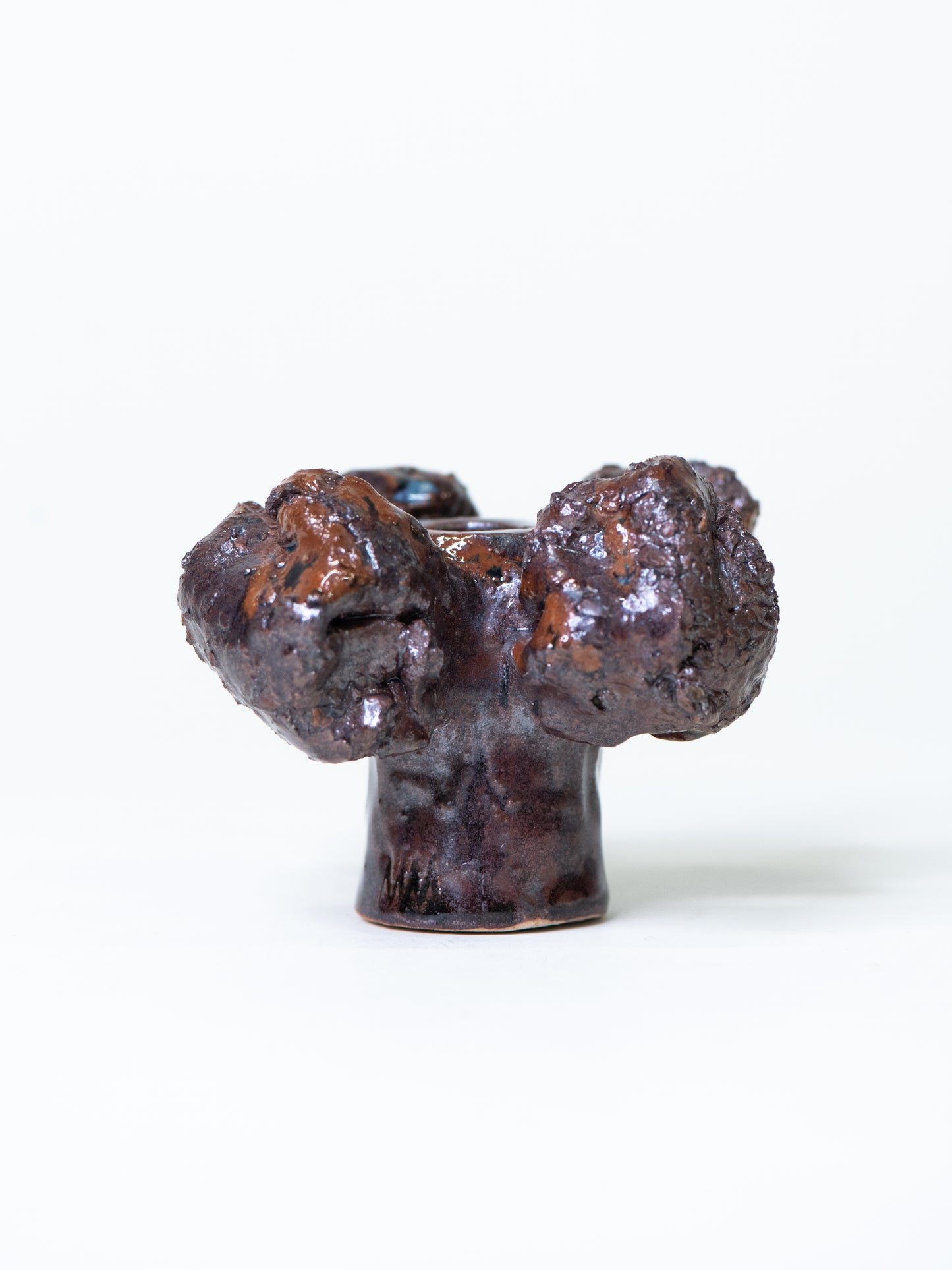 Pentik ‘Kaamoskivi’ Candle Holder in Warm Brown, Blue and Lilac - Finland, 1970s