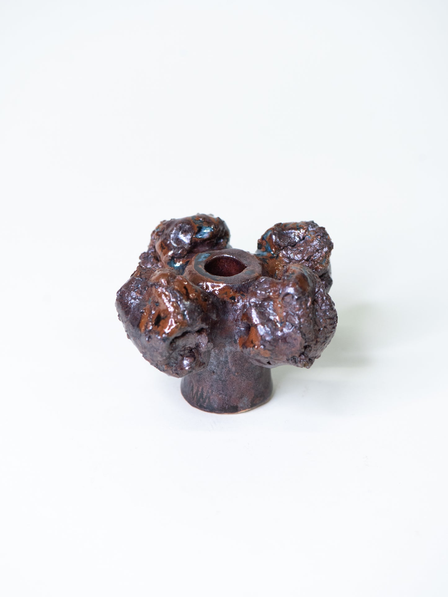 Pentik ‘Kaamoskivi’ Candle Holder in Warm Brown, Blue and Lilac - Finland, 1970s