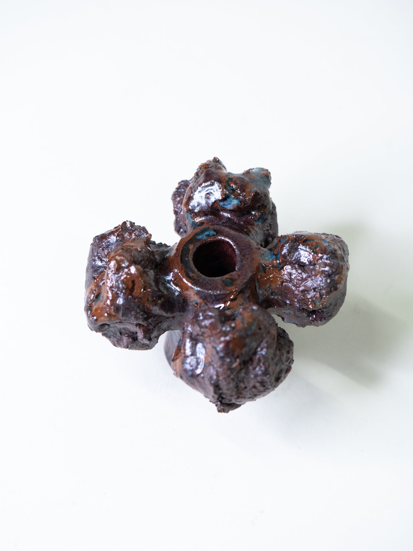 Pentik ‘Kaamoskivi’ Candle Holder in Warm Brown, Blue and Lilac - Finland, 1970s