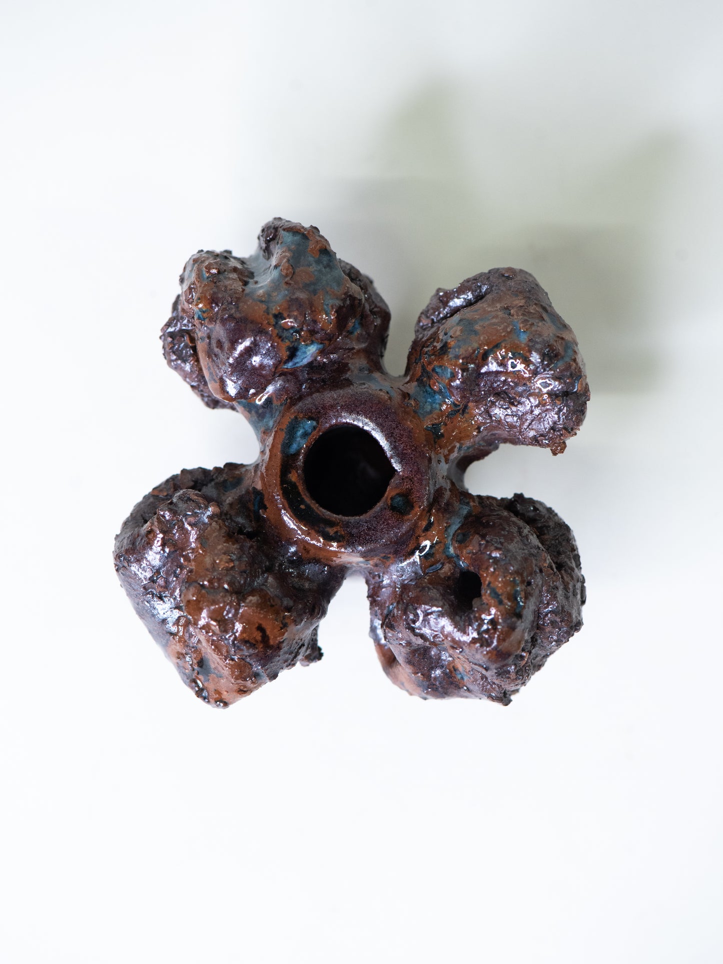 Pentik ‘Kaamoskivi’ Candle Holder in Warm Brown, Blue and Lilac - Finland, 1970s