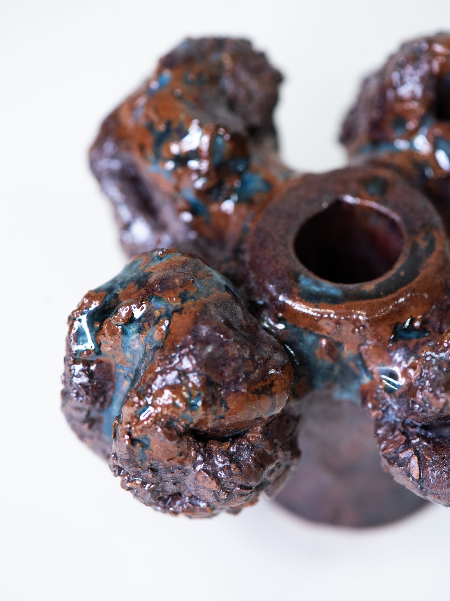 Pentik ‘Kaamoskivi’ Candle Holder in Warm Brown, Blue and Lilac - Finland, 1970s