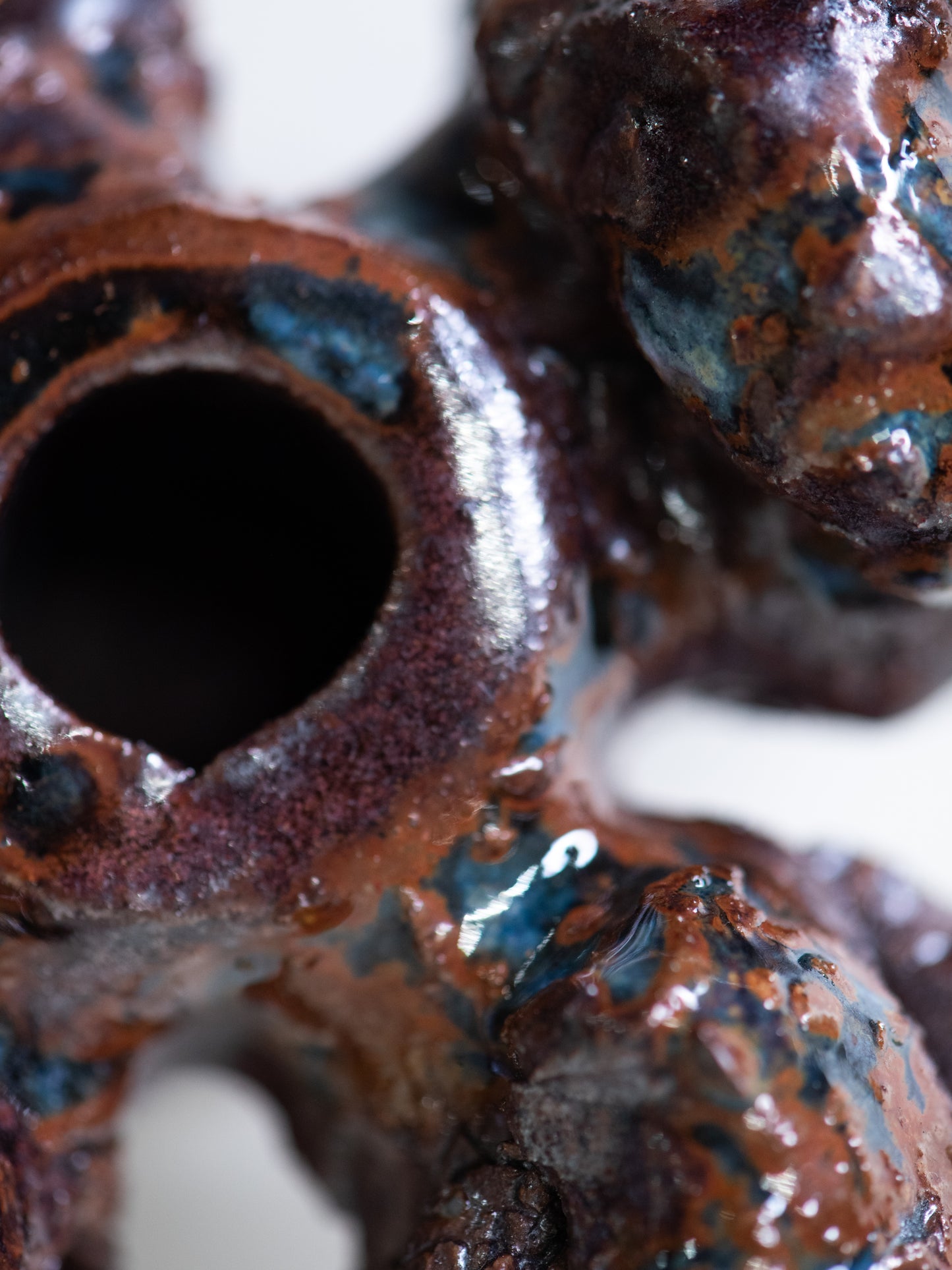 Pentik ‘Kaamoskivi’ Candle Holder in Warm Brown, Blue and Lilac - Finland, 1970s