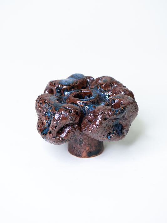 Pentik ‘Kaamoskivi’ Candle Holder in Brown and Blue - Finland, 1970s