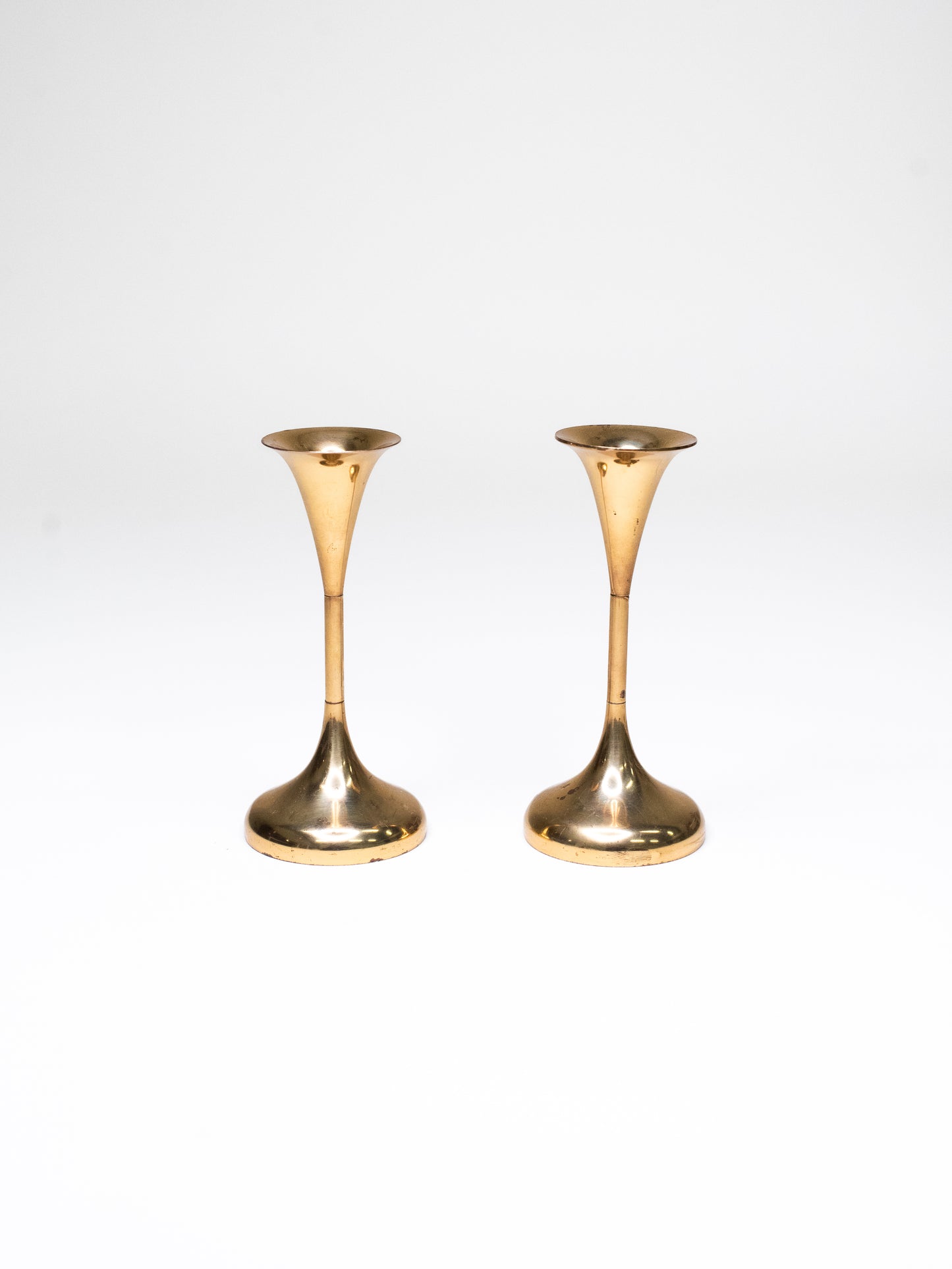 Pair of Vintage Brass Candle Holders by Hyslop - Denmark, 1960s