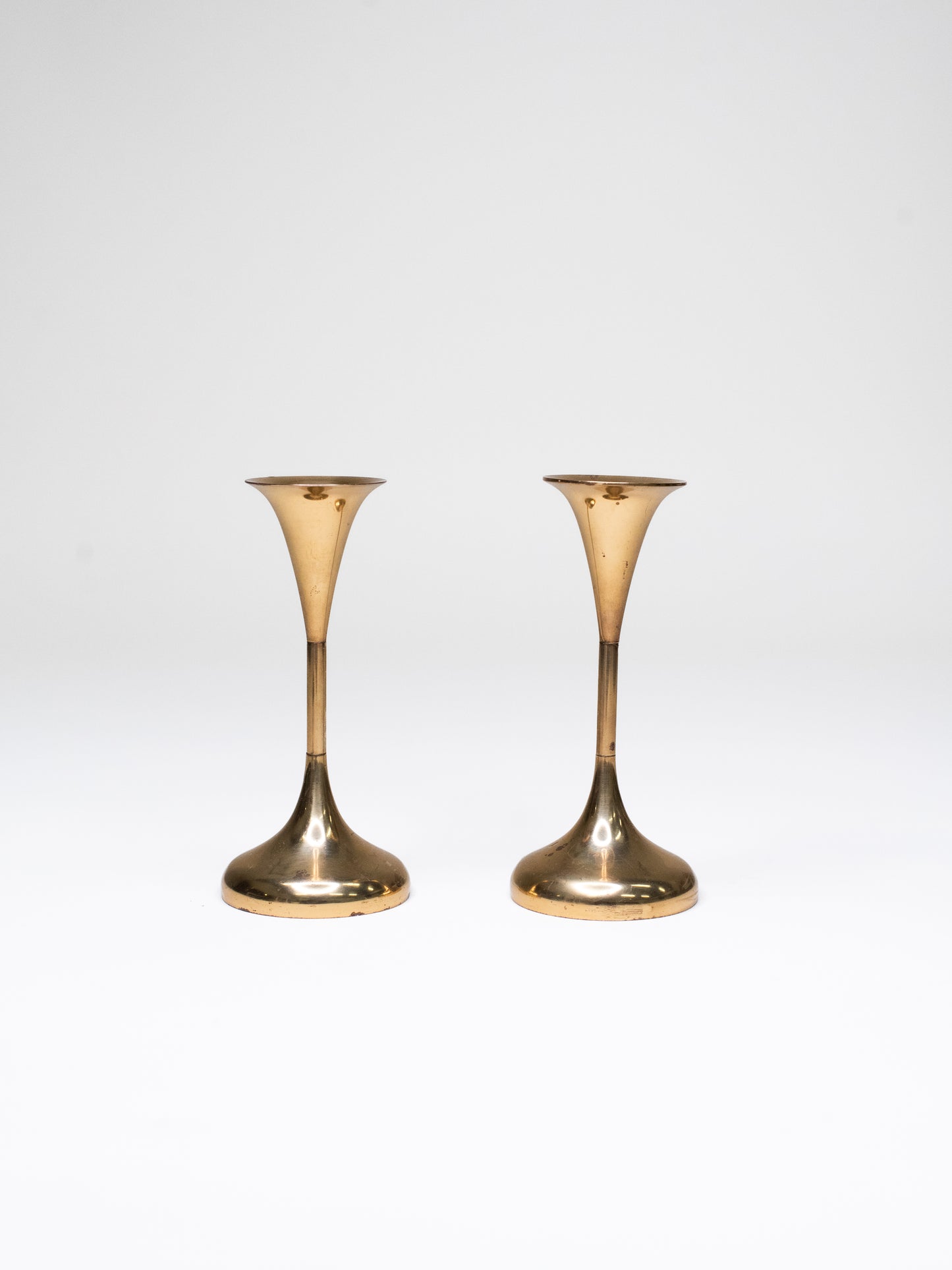 Pair of Vintage Brass Candle Holders by Hyslop - Denmark, 1960s