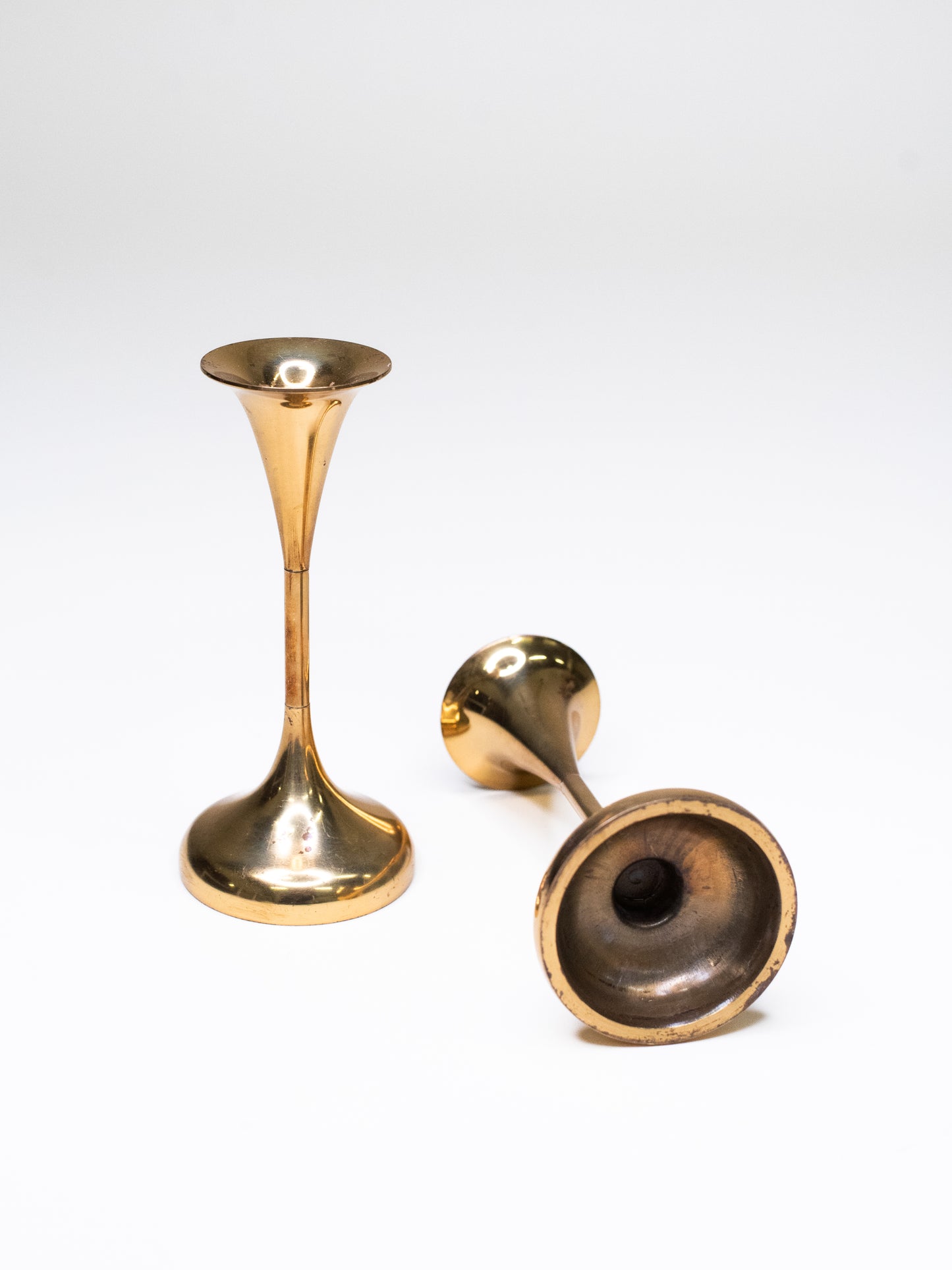 Pair of Vintage Brass Candle Holders by Hyslop - Denmark, 1960s