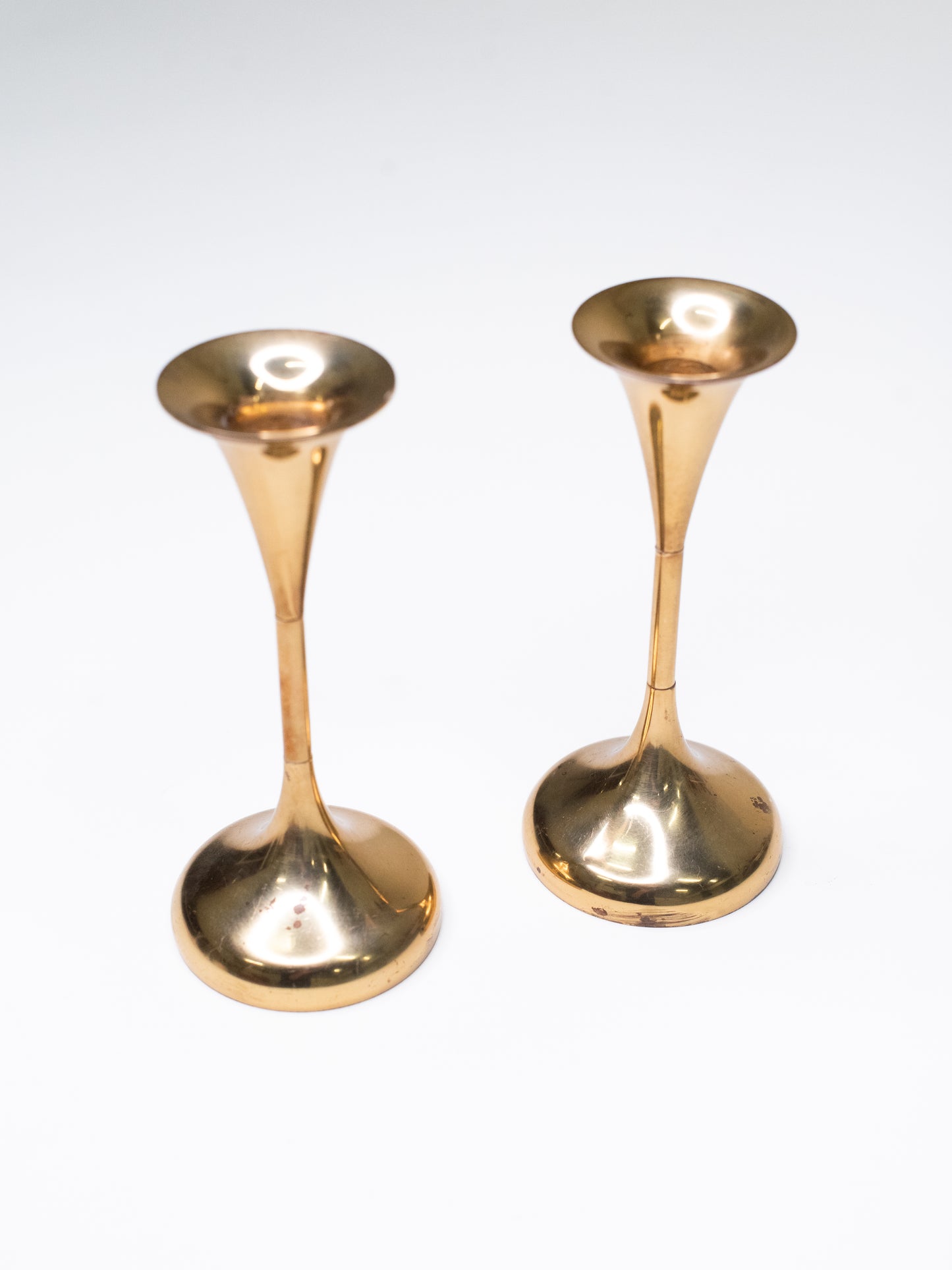 Pair of Vintage Brass Candle Holders by Hyslop - Denmark, 1960s