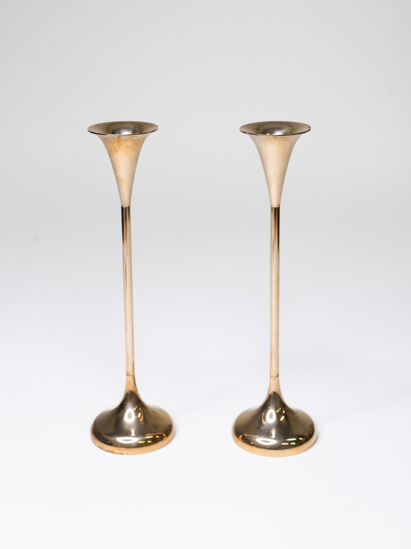 Pair of Tall Vintage Brass Candle Holders by Hyslop – Denmark, 1960s