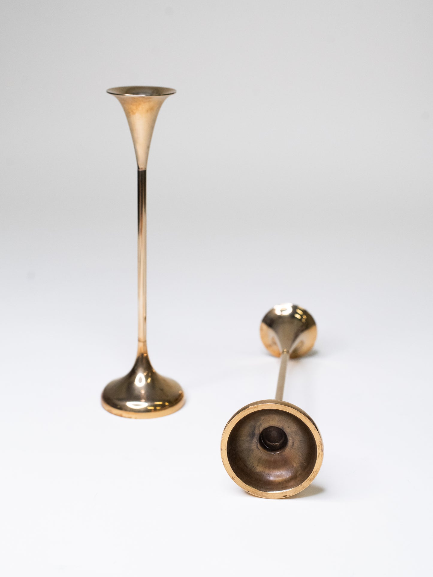 Pair of Tall Vintage Brass Candle Holders by Hyslop – Denmark, 1960s